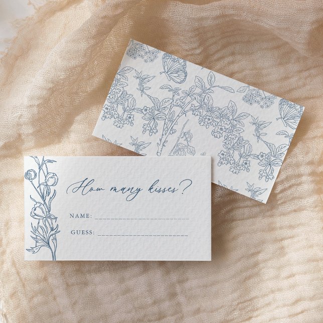 French Blue Chinoiserie How Many Kisses Game Enclosure Card (Creator Uploaded)