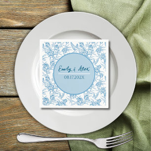 French Blue Chinoiserie Toile Grandmillennial Napkins