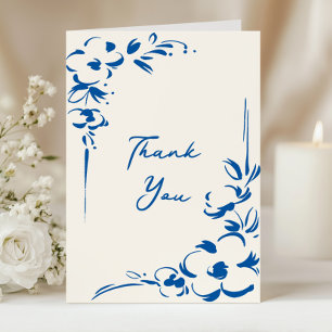 French Blue Countryside Garden Floral Wedding Thank You Card