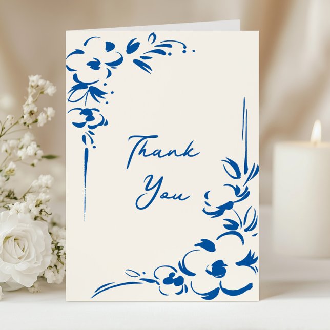 French Blue Countryside Garden Floral Wedding Thank You Card (Creator Uploaded)