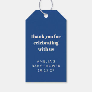 French Blue Cute Custom Baby Shower Thank You Gift Tags