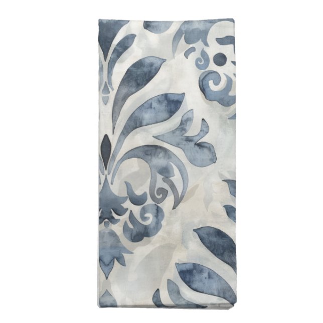 French Blue Damask Cloth Napkin (Folded)