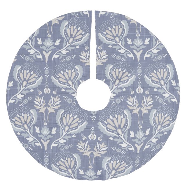 French blue damask, shabby chic. brushed polyester tree skirt (Front)