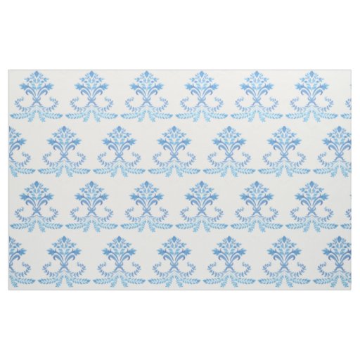 French Blue Fleur de lis pattern on cotton. Fabric