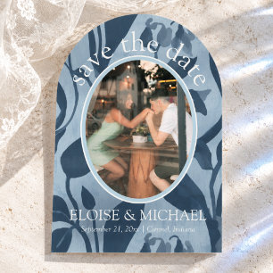 French Blue Floral Arch Photo  Save The Date