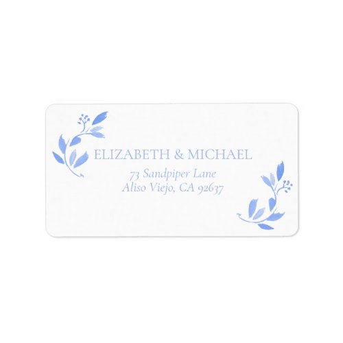 French Blue Floral Botanical Wedding Address Label
