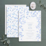 French Blue Floral Botanical Wedding  Invitation