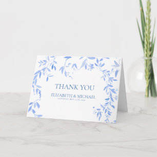 French Blue Floral Botanical Wedding Thank You Card