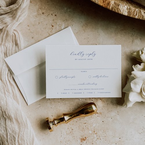 French Blue Floral Meal Choice RSVP Card