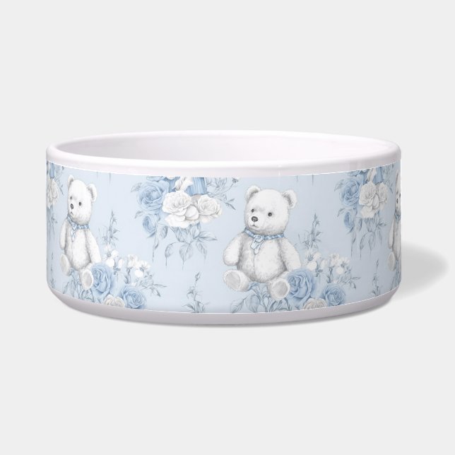 French blue floral ornament and bear bowl (Front)