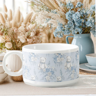 French blue floral ornament and bear bowl