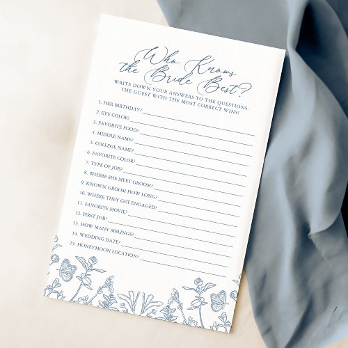 French Blue Floral Who Knows The Bride Best Game