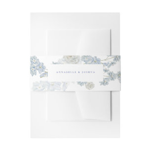 French Blue Florals Wedding Invitation Belly Band