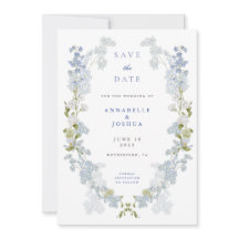 French Blue Florals Wedding Save the Date