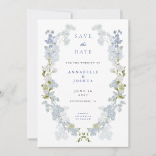 French Blue Florals Wedding Save the Date