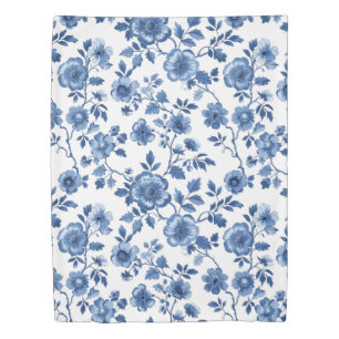 French Blue Garden Pattern Duvet Cover