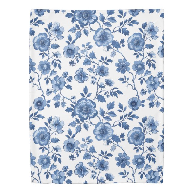 French Blue Garden Pattern Duvet Cover (Front)