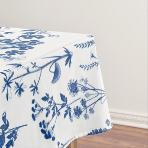 French Blue Garden Wildflowers Pattern Tablecloth