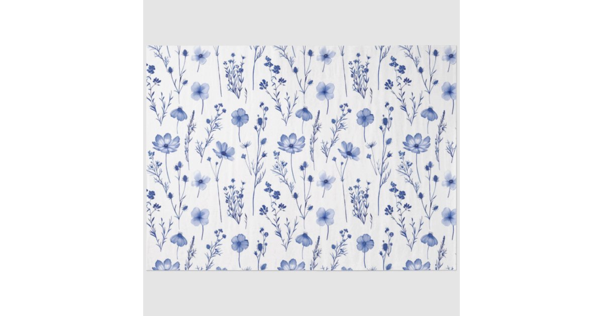 French Blue Garden Wildflowers Pattern Tissue Paper | Zazzle