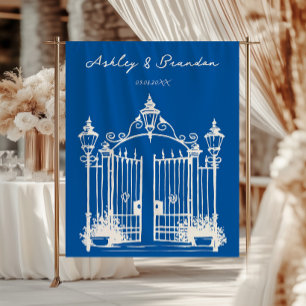 French Blue Gates Photo Booth Backdrop, Wedding