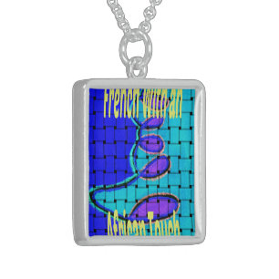 French Blue Harmony   Abstract Woven Pendant & Nec
