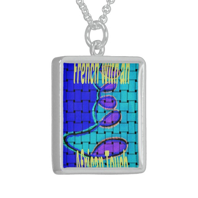 French Blue Harmony | Abstract Woven Pendant & Nec (Front Left)