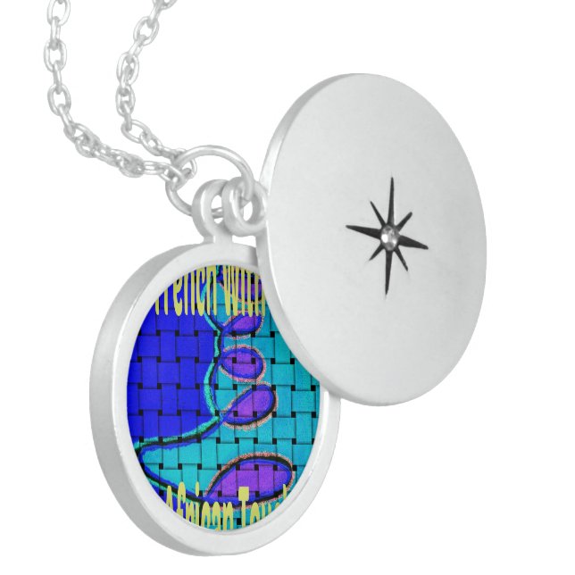 French Blue Harmony | Abstract Woven Pendant & Nec (Front Left)