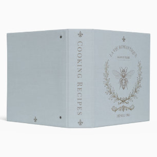 French Blue Honey Bee Vintage French Country 3 Ring Binder