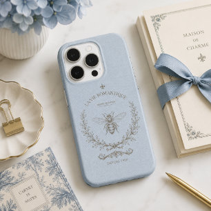 French Blue Honey Bee Vintage French Country iPhone 15 Pro Case
