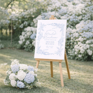 French Blue Hydrangea Bridal Luncheon Sign