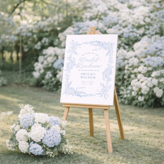 French Blue Hydrangea Bridal Luncheon Sign
