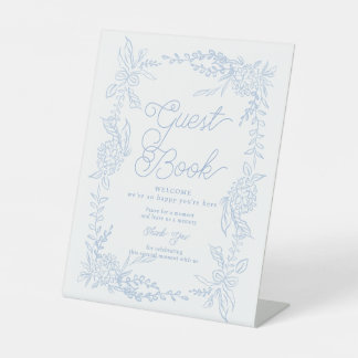 French Blue Hydrangea Guest Book Table Sign