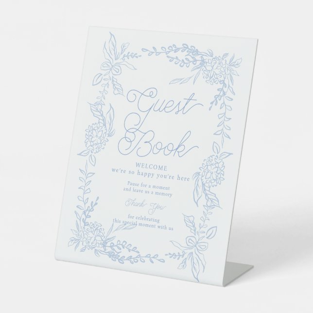 French Blue Hydrangea Guest Book Table Sign (Front)