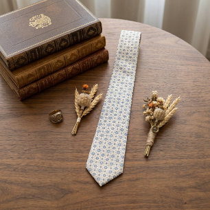 French Blue Ivory Micro-Foulard Neck Tie