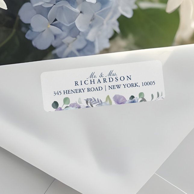 French Blue & Lavender Watercolor Floral Wedding Label (French Blue & Lavender Watercolor Floral Wedding Label)