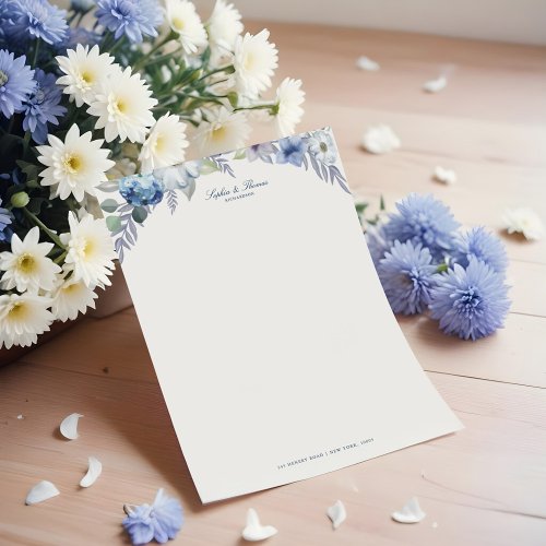 French Blue  Lavender Watercolor Floral Wedding Letterhead