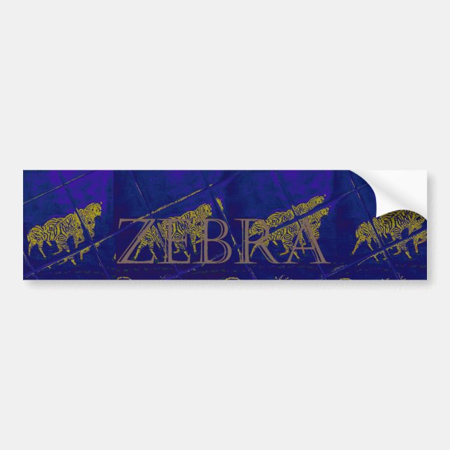 French Blue "Let's Go Zebra" Abstract Print Bumper Sticker (Front)