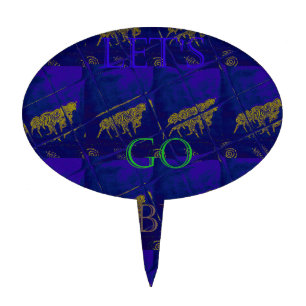 French Blue "Let's Go Zebra" Abstract Print Cake Topper
