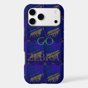 French Blue "Let's Go Zebra" Abstract Print iPhone 17 Pro Max Case