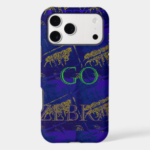 French Blue "Let's Go Zebra" Abstract Print iPhone 17 Pro Max Case