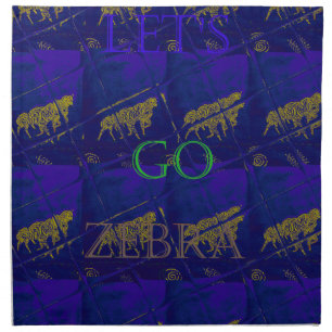 French Blue "Let's Go Zebra" Abstract Print Cloth Napkin