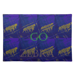 French Blue "Let's Go Zebra" Abstract Print Cloth Placemat