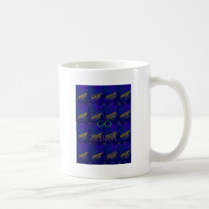 French Blue "Let's Go Zebra" Abstract Print Coffee Mug