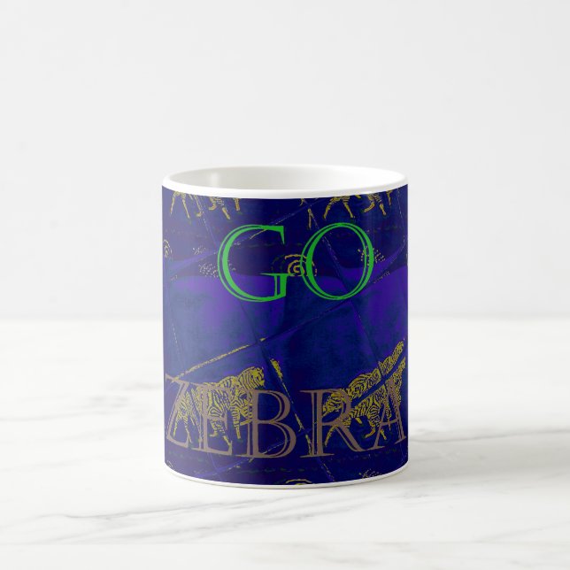 French Blue "Let's Go Zebra" Abstract Print Coffee Mug (Center)