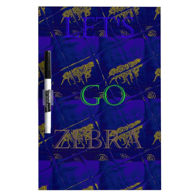 French Blue "Let's Go Zebra" Abstract Print Dry-Erase Board (Front)