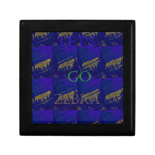 French Blue "Let's Go Zebra" Abstract Print Keepsake Box