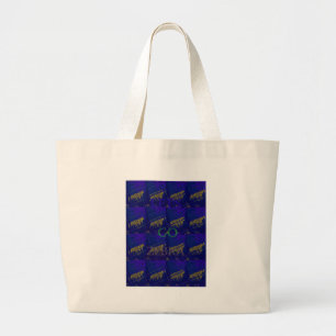 French Blue "Let's Go Zebra" Abstract Print Large Tote Bag