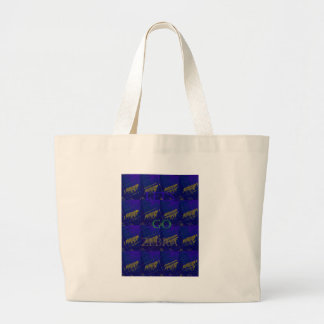 French Blue "Let's Go Zebra" Abstract Print Large Tote Bag