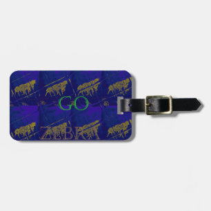French Blue "Let's Go Zebra" Abstract Print Luggage Tag