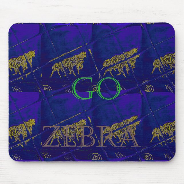 French Blue "Let's Go Zebra" Abstract Print Mouse Pad (Front)